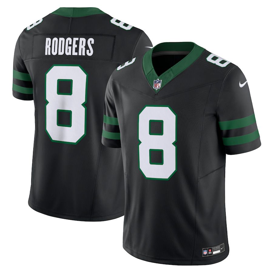 Men New York Jets #8 Aaron Rodgers Nike Legacy Black Alternate Vapor F.U.S.E. Limited NFL Jersey->women nfl jersey->Women Jersey